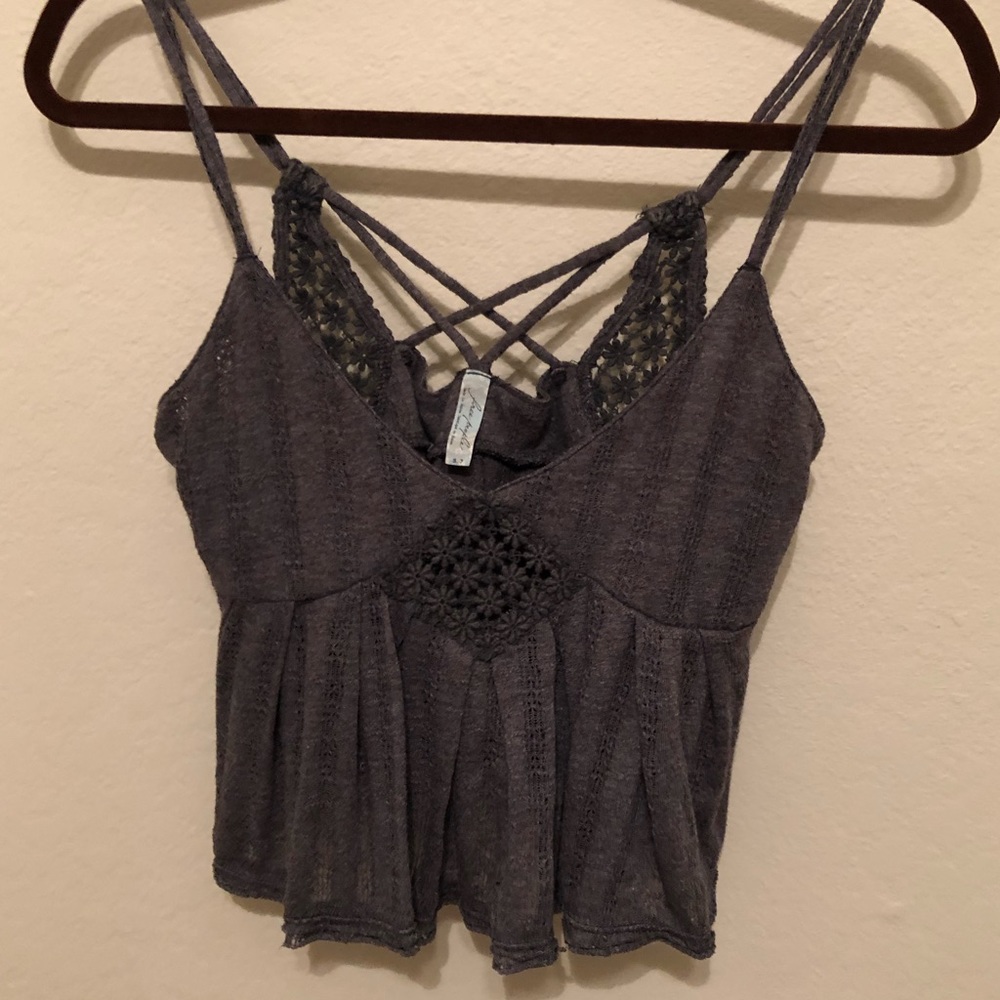 Free people lace cutout crop tank